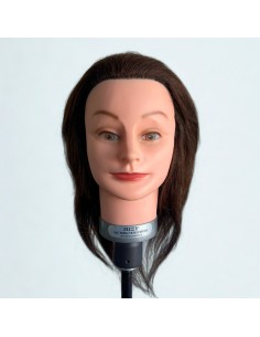 Tête malléable SUZY – Femme – Cheveux naturels châtains 30 cm