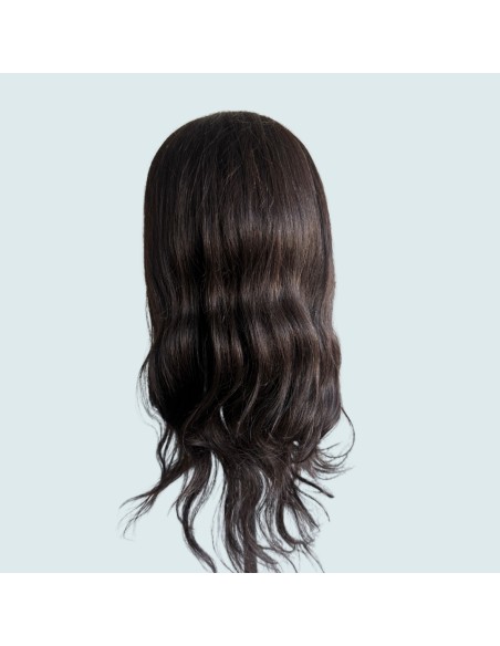 Tête malléable CAMILLE – Femme – Cheveux naturels bruns 50 cm